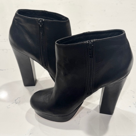Aldo Black Genuine Leather High Block Heel Disco Ankle Boots NWOT - Picture 7 of 13